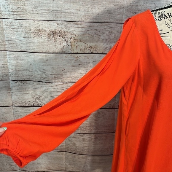 Lovers + Friends Gracie Mini Dress Split Sleeves V-neck in Coral Reef Size Small - Picture 5 of 12